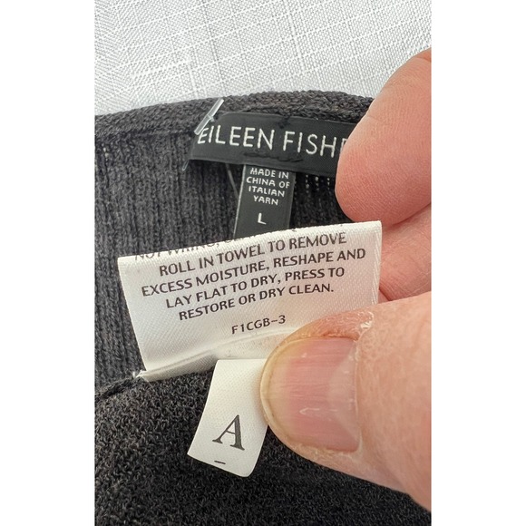 Eileen Fisher Sweater Dress Women Large Charcoal Gray Excellent 100% Wool Ribbed - Picture 7 of 7